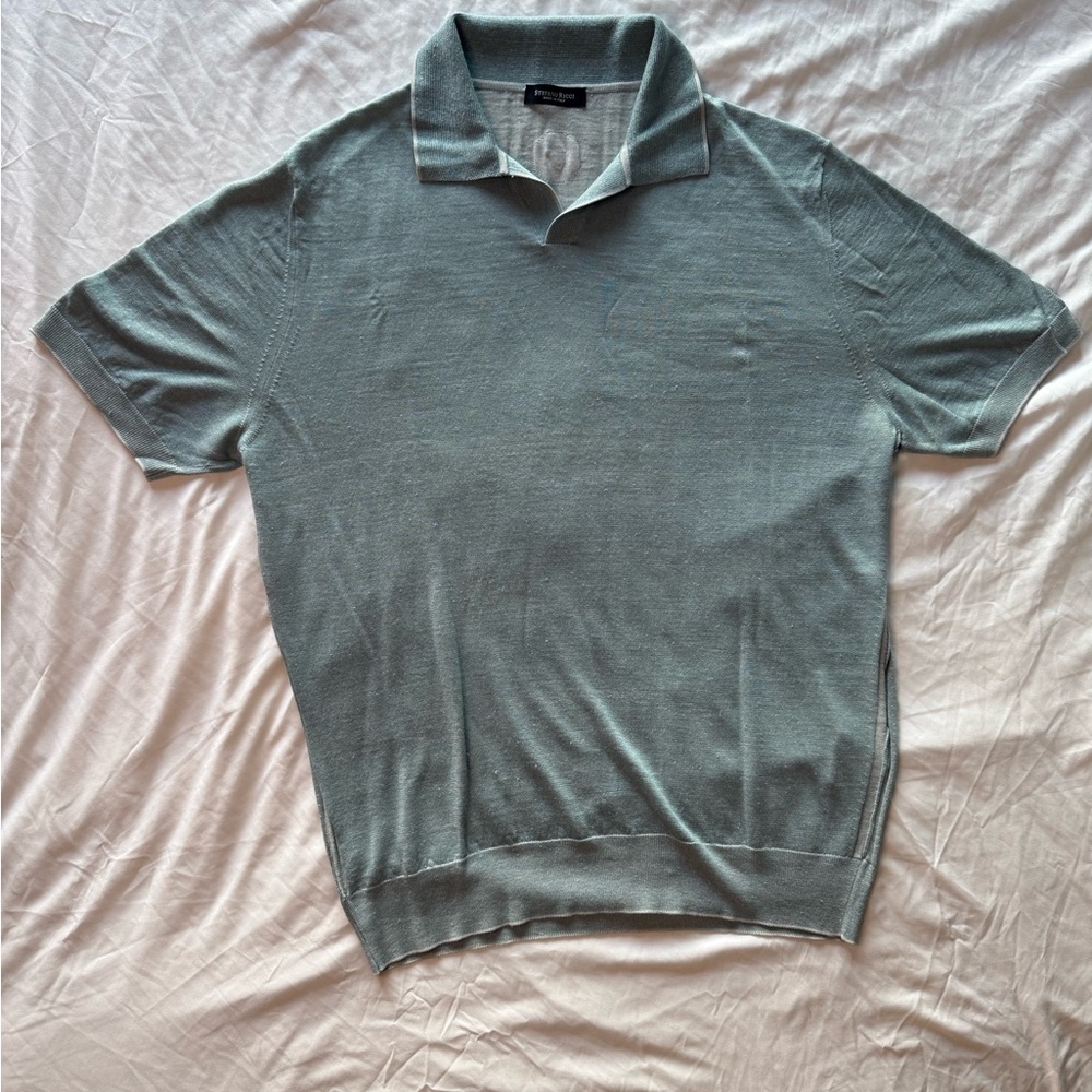 Men's silk Stefano Ricci Polo Shirt in Light Grey